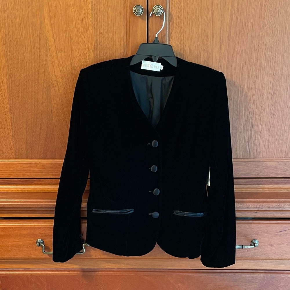 New Black Velvet lined Jacket with satin trim